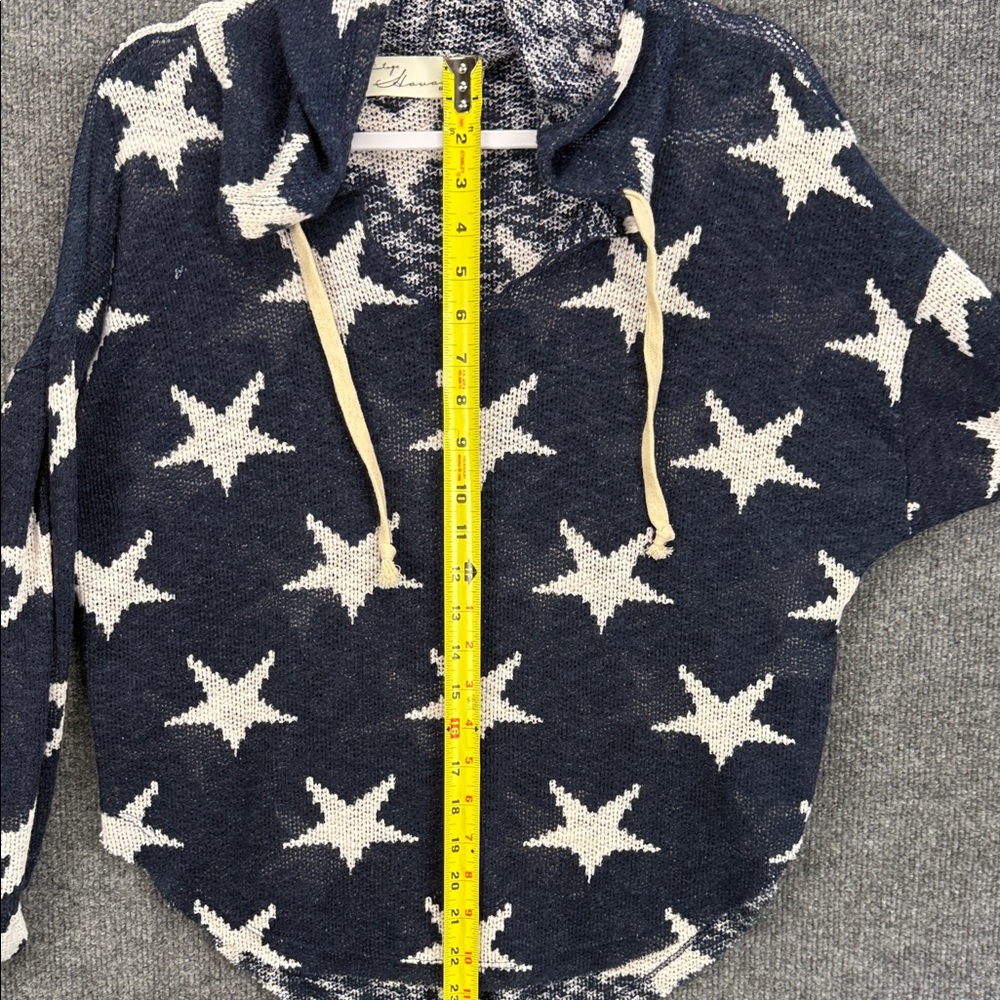 Vintage Havana Star Sheer Hooded Knit Pullover - Navy & Cream Small - Picture 5 of 14